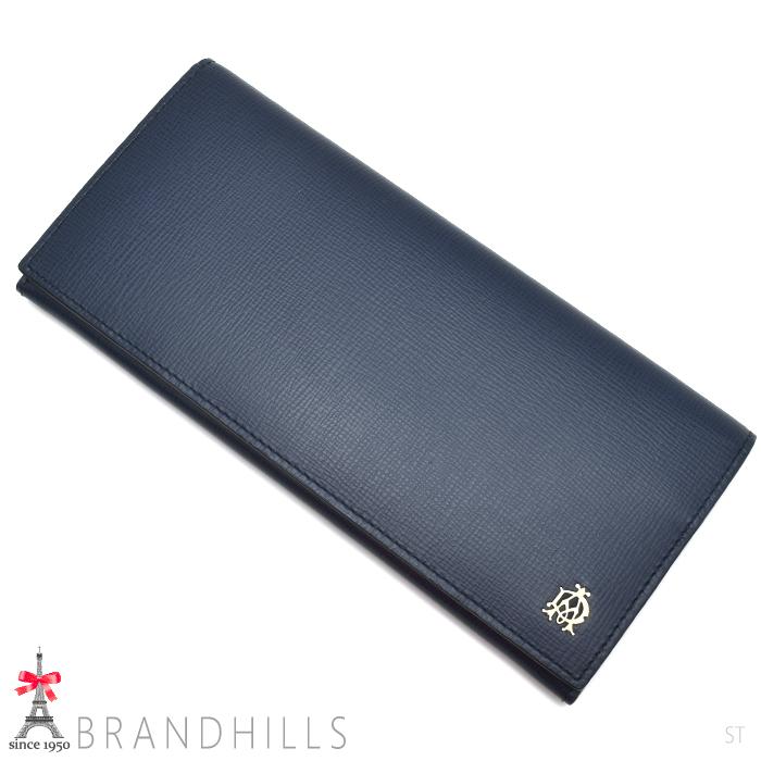 dunhill ダンヒル 長財布 二つ折り フルハム 型押しレザー ネイビー 