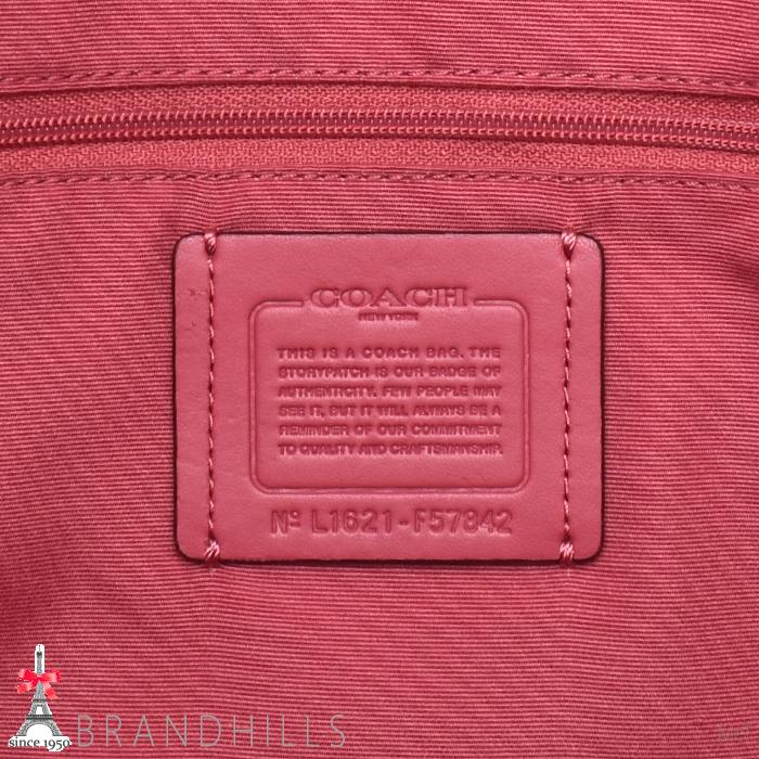 COACH コーチ トートバッグ シグネチャー PVC レザー ベージュ/ピンク  