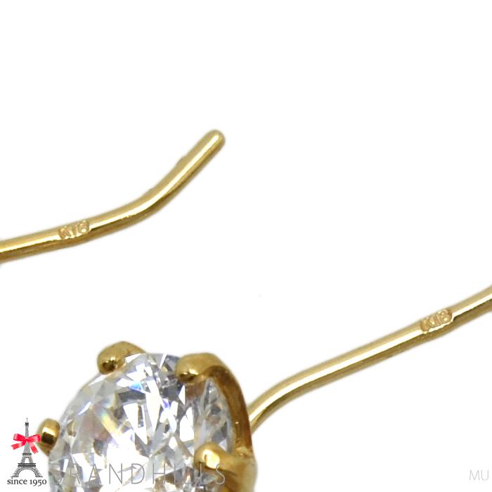 クリアストーン ピアス K18金 YG イエローゴールド 0.5g 美品 
