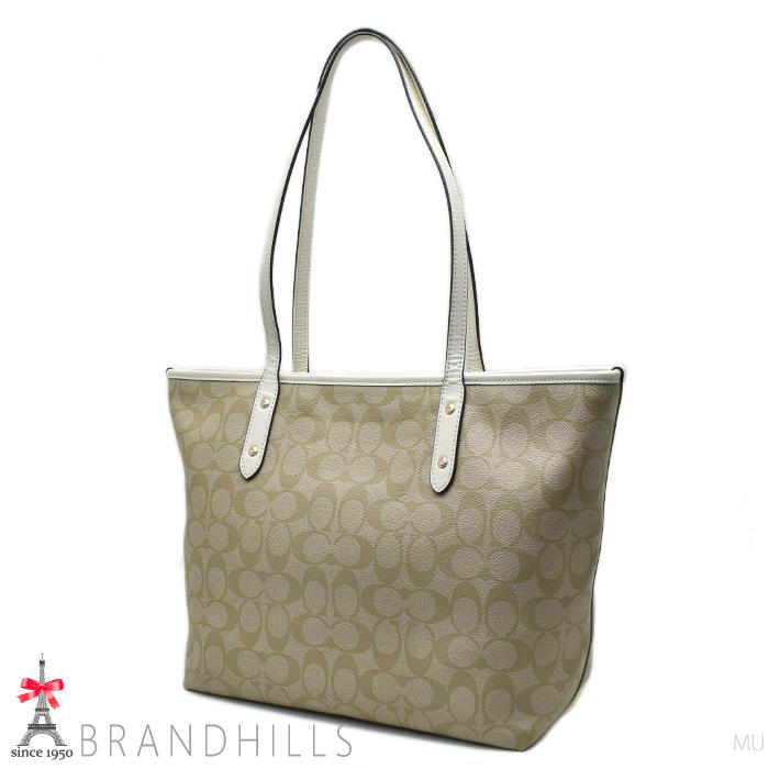 美品】 COACH コーチ シティ 58292 シグネチャー トートバッグ