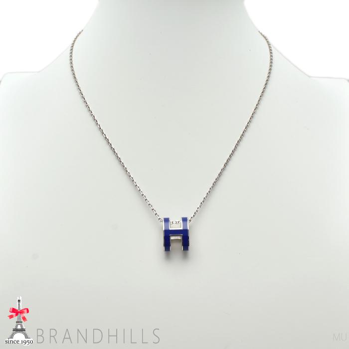 エルメス ネックレス ポップアッシュ H ブルー ペンダント HERMES ほぼ 