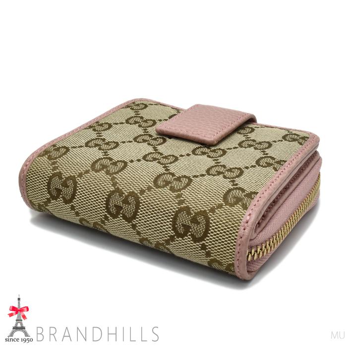 GUCCI（グッチ） 財布 二つ折り GGキャンバス ベージュ×ピンク