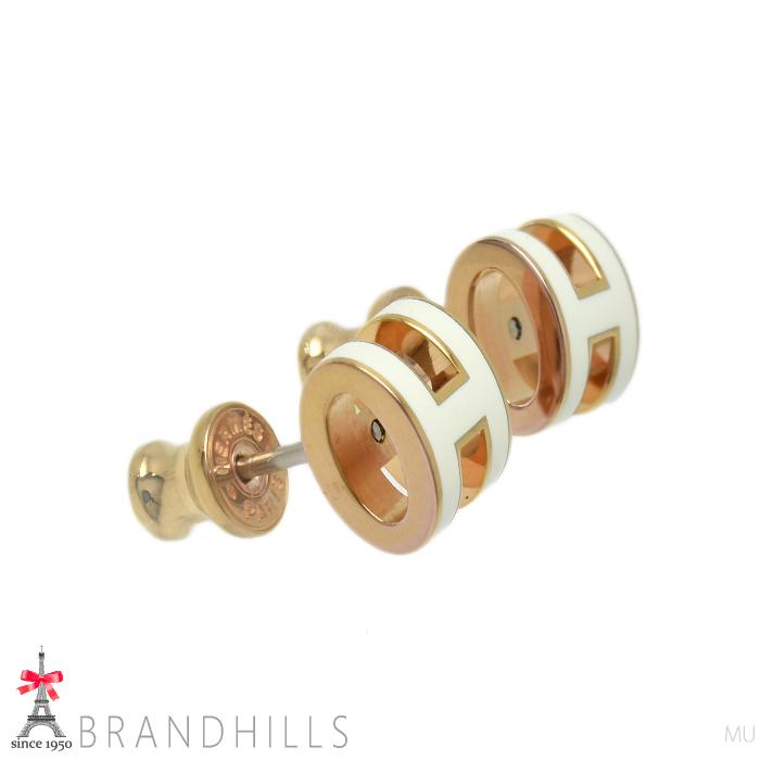 HERMES（エルメス） ピアス ミニポップアッシュ H ホワイト ほぼ未使用