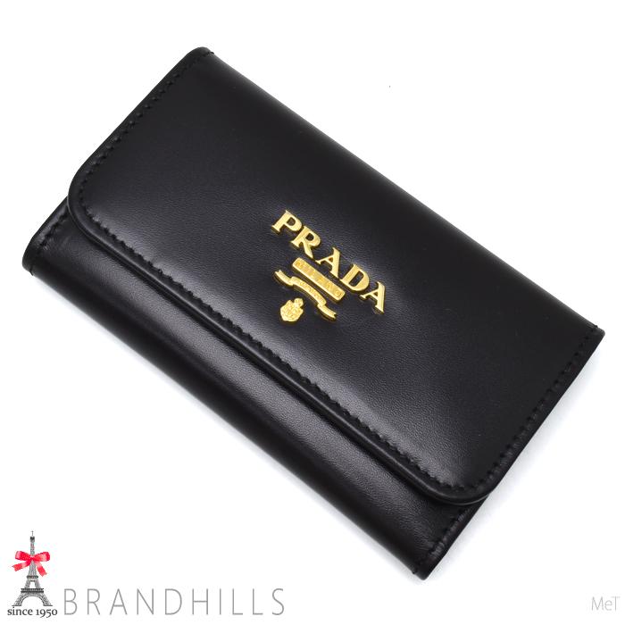 【美品】PRADA プラダ ヴィッテロ カーフスキン 6連 キーケース ブラック PRADA（プラダ） キーケース 6連 メンズ レディース ヴィッテロ