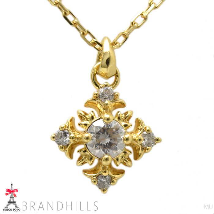 agete（アガット） ダイヤモンド 0.08ct ネックレス K18金 YG イエロー