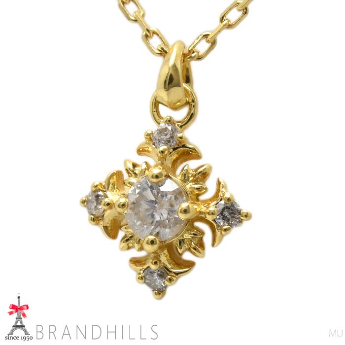 agete（アガット） ダイヤモンド 0.08ct ネックレス K18金 YG イエロー 