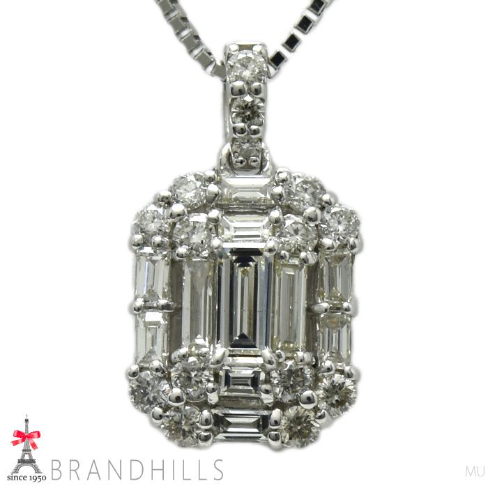 ダイヤモンド 0.41ct ネックレス バゲットカット PT900 850 プラチナ