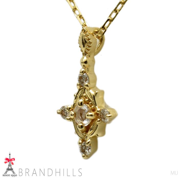 agete（アガット） ダイヤモンド 0.02ct ネックレス K18金 YG イエロー