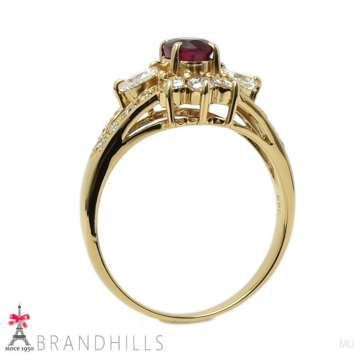ルビー 0.84ct ダイヤモン ド0.68ct リング 鑑別書付 K18金 750YG 