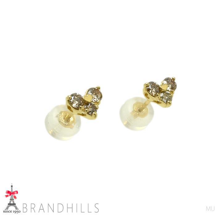 ダイヤモンド 0.15ct+0.15ct ピアス K18金 750YG イエローゴールド