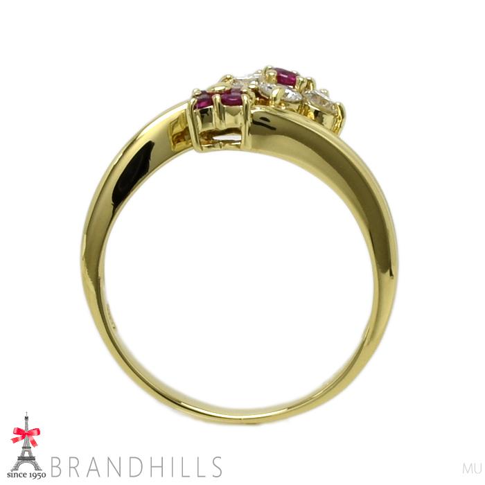 ルビー 0.20ct ダイヤモンド 0.34ct リング K18金 750YG イエロー  