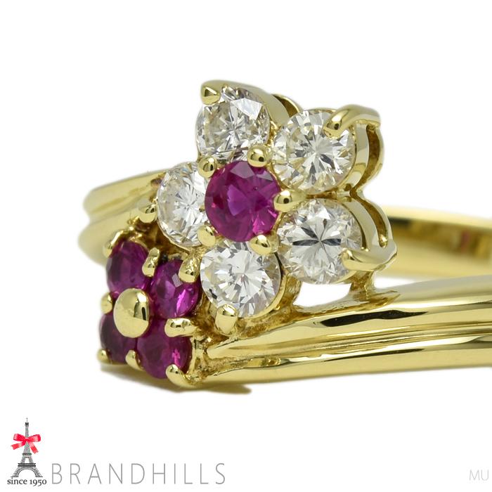 ルビー 0.20ct ダイヤモンド 0.34ct リング K18金 750YG