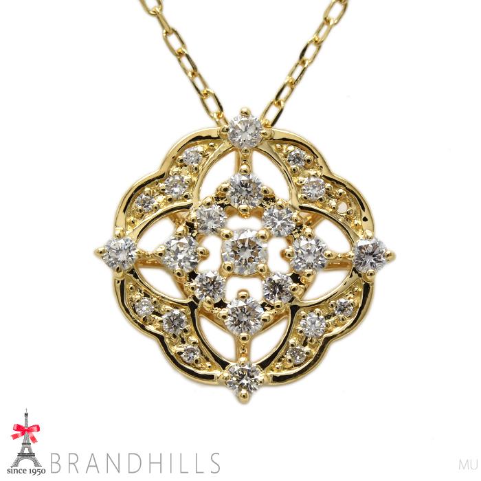 【極美品】18金 K18 750 ダイヤモンド ネックレス 約4g ダイヤモンド 0.32ct ネックレス K18金 750YG イエローゴールド 2.5g