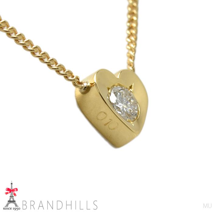 ダイヤモンド 0.10ct ネックレス 一粒 K18金 750YG イエローゴールド 