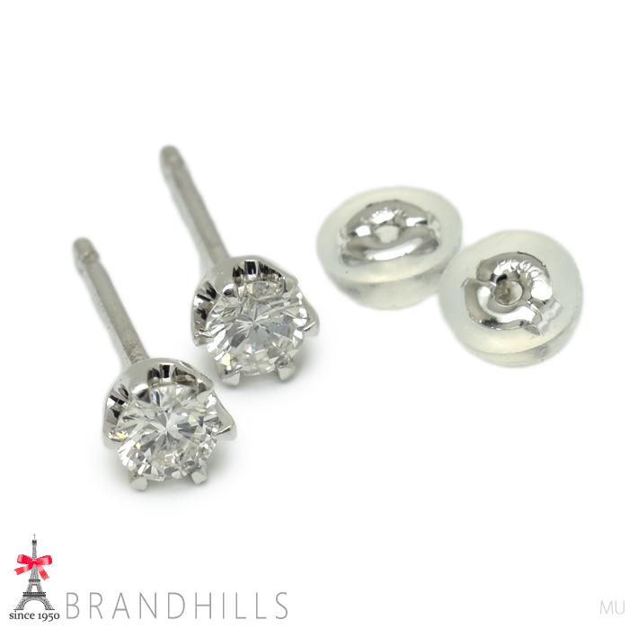 ダイヤモンド 0.16ct＋0.16ct ピアス K18金 750WG ホワイトゴールド 