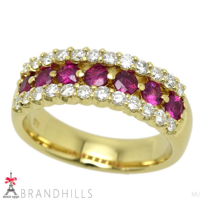 ルビー 0.70ct ダイヤモンド 0.48ct リング 鑑別書 K18金 750YG  