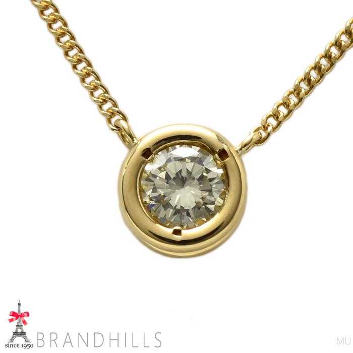 ダイヤモンド 0.28ct ネックレス 一粒 K18金 750YG イエローゴールド 