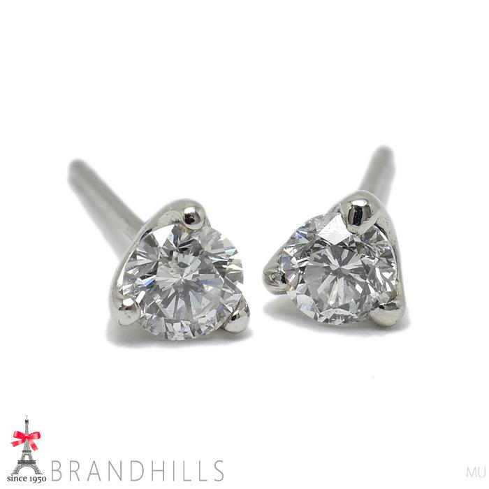 ダイヤモンド 0.15ct+0.15ct ピアス 一粒 PT900 プラチナ 0.7g 美品