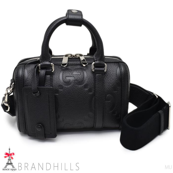 美品GUCCI ブラックレザージャンボGGミニダッフルバッグ