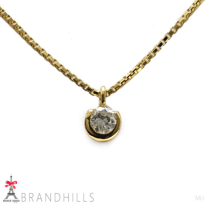 ダイヤモンド 0.10ct ネックレス 一粒 K18金 750YG イエローゴールド 