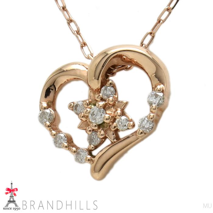 美品 4℃ 10K PG ダイヤモンド ネックレス 4℃（ヨンドシー） ダイヤモンド 10P ネックレス K10金 PG ピンク