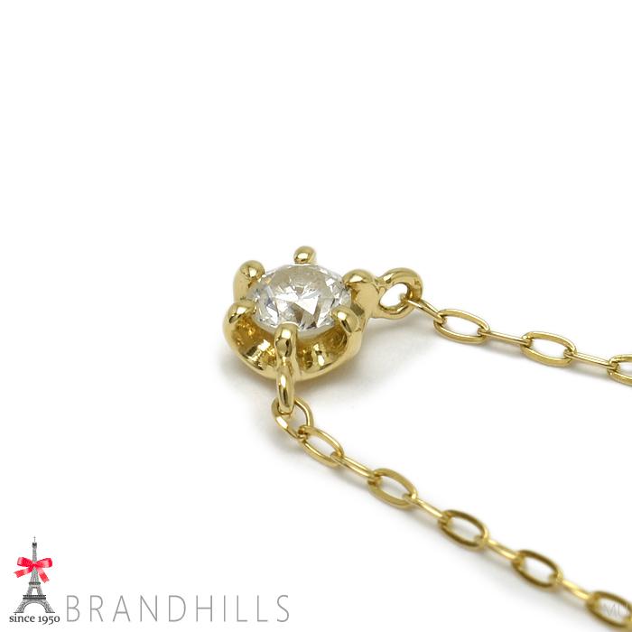 4℃（ヨンドシー） ダイヤモンド 一粒 ネックレス K18金 750YG イエロー