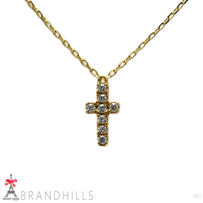 ゴールド 十字架 ネックレス ahkah k18 クロス ダイヤ 正規品 AHKAH（アーカー） ダイヤモンド 0.04ct ネックレス クロスモチーフ