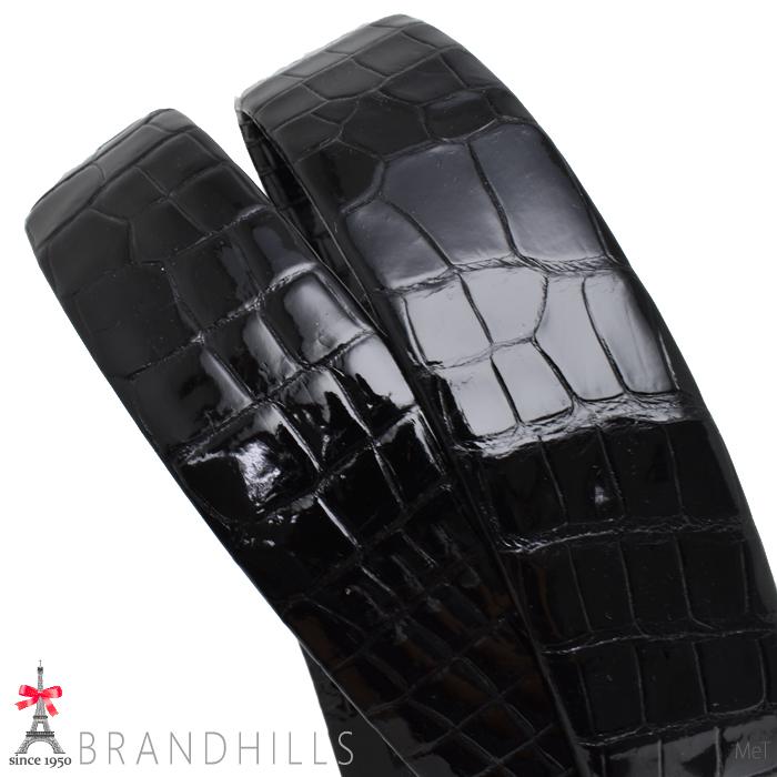 クロコダイル ベルト メンズ 本無双 ブラック シャイニング加工 紳士用