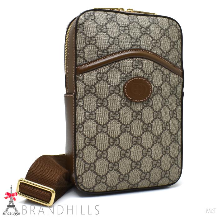 グッチ ボディバッグ メンズ レディース ＧＧスプリーム ベージュ エボニー インターロッキングＧ 696016 GUCCI 極美品 【中古】 GUCCI（グッチ） ボディバッグ メンズ レディース GGスプリーム