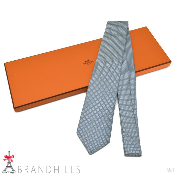 HERMES（エルメス） ネクタイ シルク100％ ライトブルー 剣先幅7cm