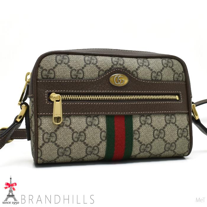 グッチ ミニ ショルダーバッグ レディース オフディア GGスプリーム ベージュ ブラウン 517350 GUCCI ほぼ未使用 【中古】 GUCCI（グッチ） ミニ ショルダーバッグ レディース オフディア GG