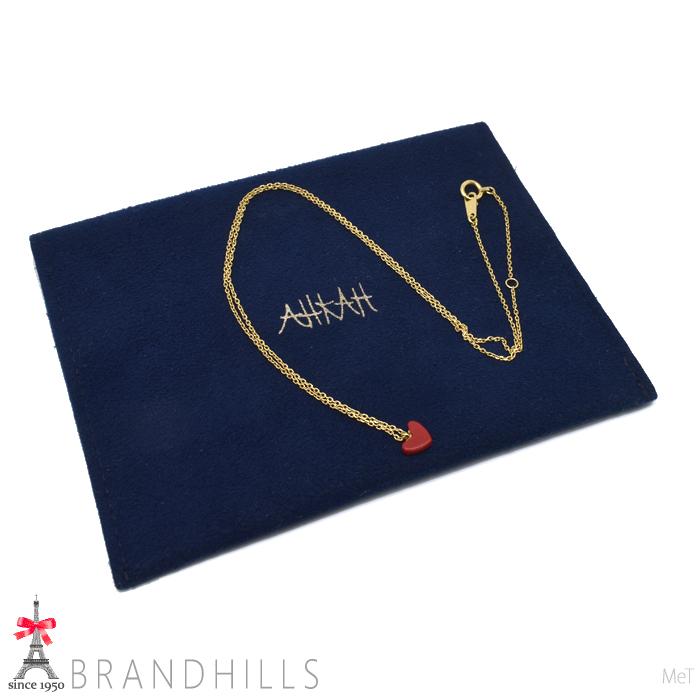 AHKAH（アーカー） ネックレス ティランハート 樹脂加工石 レッド K18
