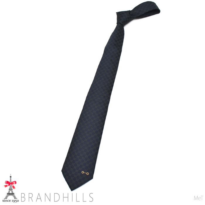 グッチ ネクタイ GG ジャガード シルク100％ ネイビー グリーン 剣先幅7cm GUCCI ほぼ未使用 【中古】 GUCCI（グッチ） ネクタイ GG ジャガード シルク100％ ネイビー