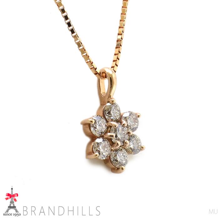 ダイヤモンド 0.36ct ネックレス K18金 750PG ピンクゴールド 2.7g 美 