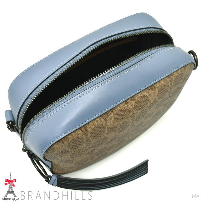 コーチ ショルダーバッグ レディース シグネチャー PVC レザー ブラウン ライトブルー 31208 COACH 美品 【中古】 COACH（コーチ） ショルダーバッグ レディース シグネチャー PVC