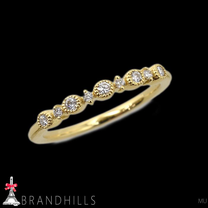 アガット ダイヤモンド0.14ct リング K18金 750YG イエローゴールド 指輪 #8.5 agete 極美品_2