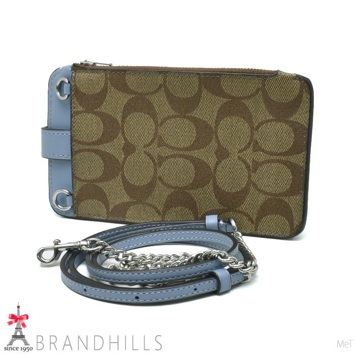 COACH コーチ スマホショルダーバッグ 青シグネチャー キャンバス COACH（コーチ） バッグ レディース ショルダーバッグ スマホ