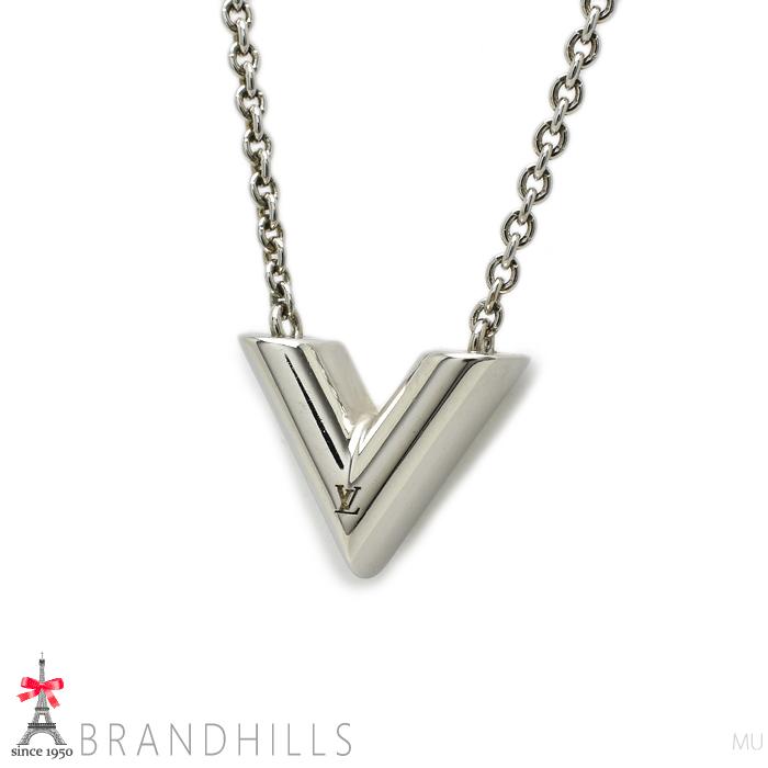 【美品】ルイヴィトン エセンシャルV シルバー ネックレス M63197　現行 LOUIS VUITTON（ルイ・ヴィトン） ネックレス エセンシャルV メタル