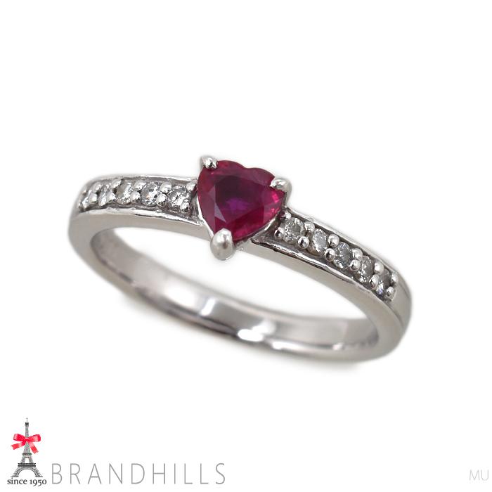 ハート ルビー 0.47ct ダイヤモンド 0.11ct リング PT900