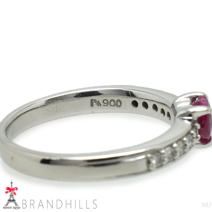 ハート ルビー 0.47ct ダイヤモンド 0.11ct リング PT900 プラチナ 