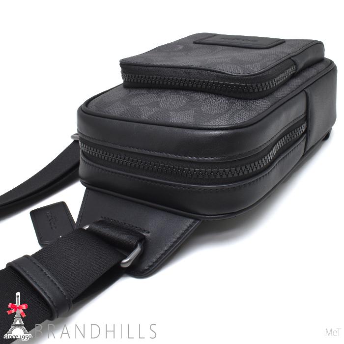 【美品】コーチ　COACH ボディバッグ　スリング　ウエスト　カーフレザー　黒 COACH（コーチ） ボディバッグ レーサー スリング パック シグネチャー