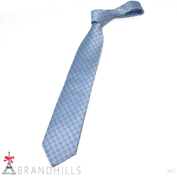 GUCCI（グッチ） ネクタイ GGパターン シルク100％ ブルー 剣先幅8cm