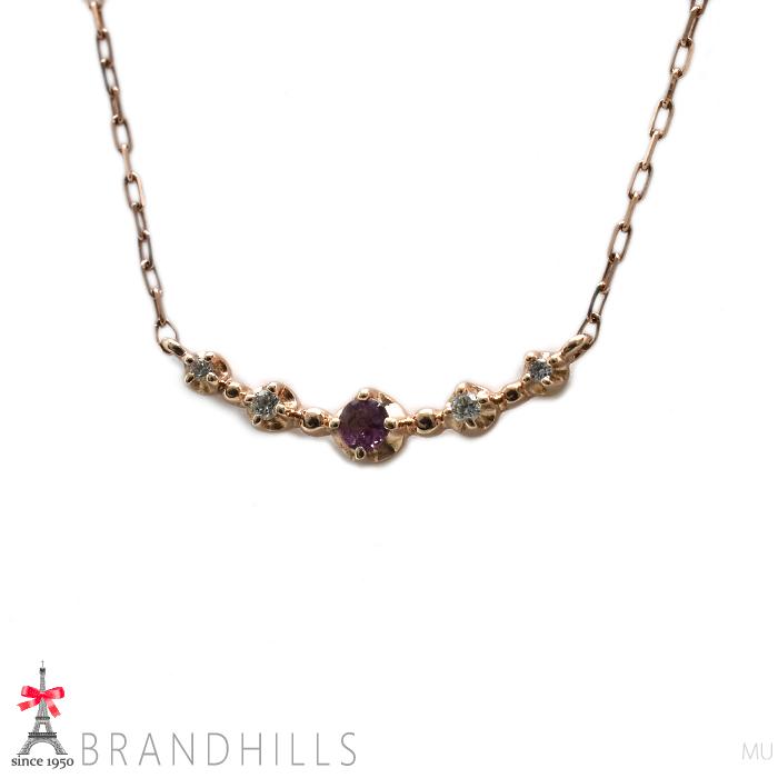 4℃（ヨンドシー） トルマリン ダイヤモンド ネックレス K10金 PG