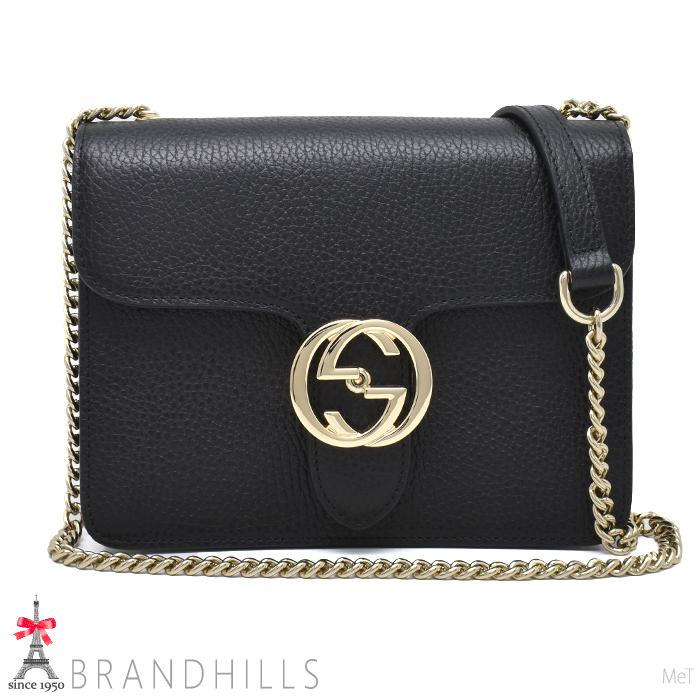 グッチ チェーンショルダーバッグ インターロッキングG レザー 510304 GUCCI アウトレット品 黒 GUCCI（グッチ） チェーンショルダーバッグ レディース インター