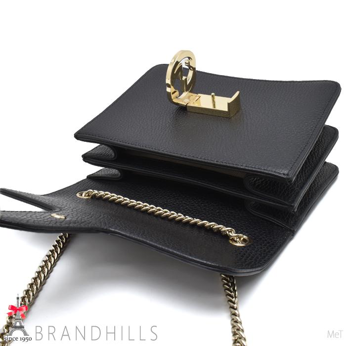 グッチ チェーンショルダーバッグ インターロッキングG レザー 510304 GUCCI アウトレット品 黒 GUCCI（グッチ） チェーンショルダーバッグ レディース インター