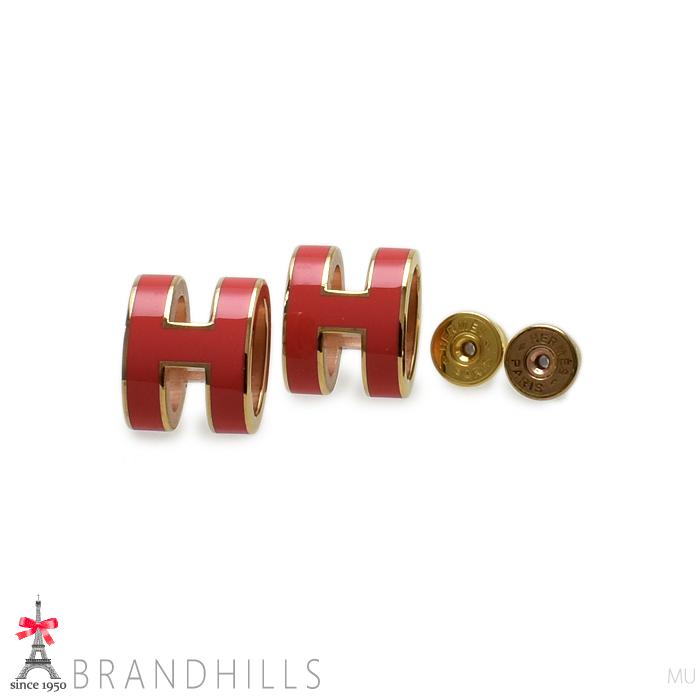 HERMES（エルメス） ピアス ポップアッシュ H メタル ピンクゴールド