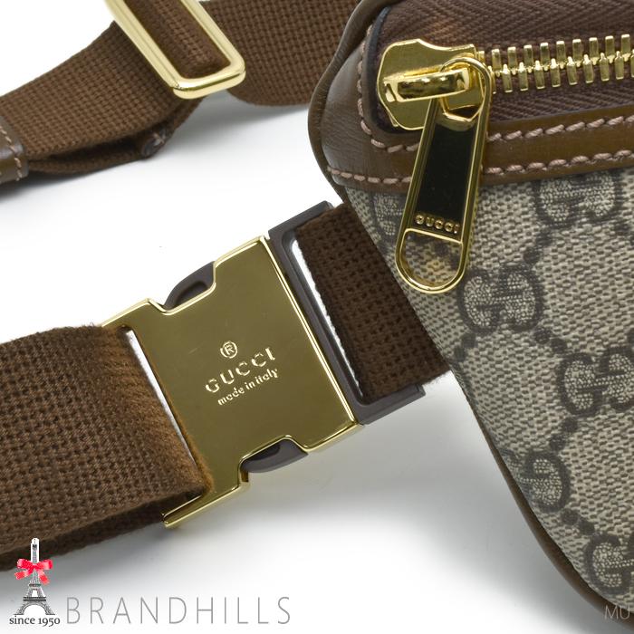 GUCCI（グッチ） ベルトバッグ メンズ GGスプリーム ベージュ エボニー