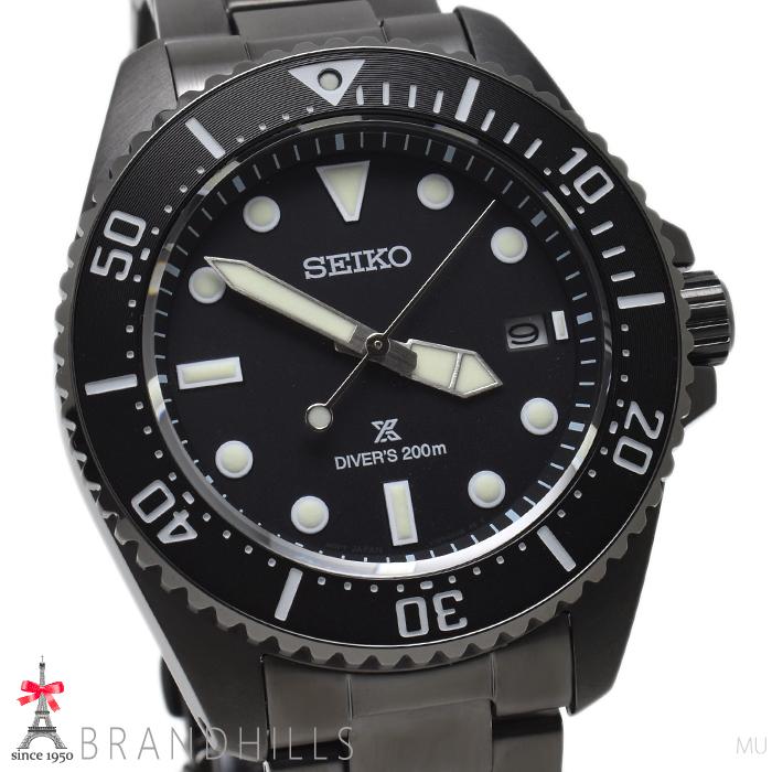 セイコー 腕時計 メンズ プロスペックス ダイバー スキューバ ソーラー SS ブラック文字盤 SBDJ065 V157-00A0 SEIKO 極美品の画像