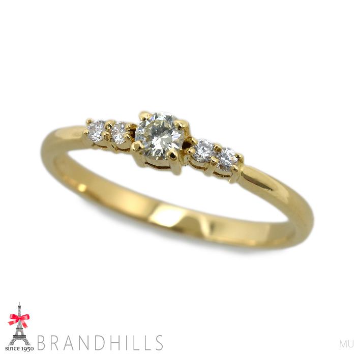 ダイヤモンド 0.15ct リング K18金 750YG イエローゴールド 指輪 #11.5 