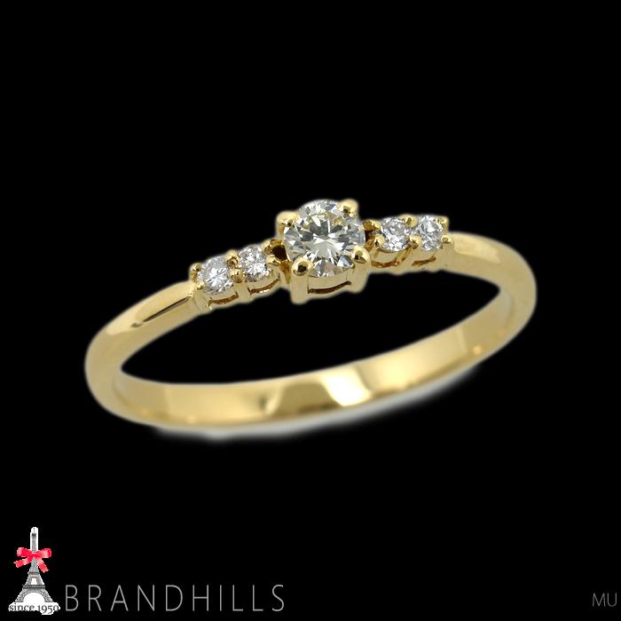 ダイヤモンド 0.15ct リング K18金 750YG イエローゴールド 指輪 #11.5